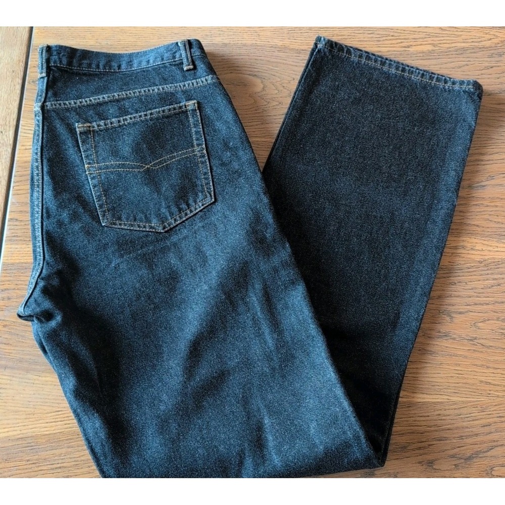 KappAhl Black Denim Regular Straight leg Men's Jeans 100% Cotton 38W X 36L EUC‎